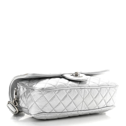 Chanel Metallic Grained Calfskin Quilted Small Casual Rock Flap Silver 4 of 10