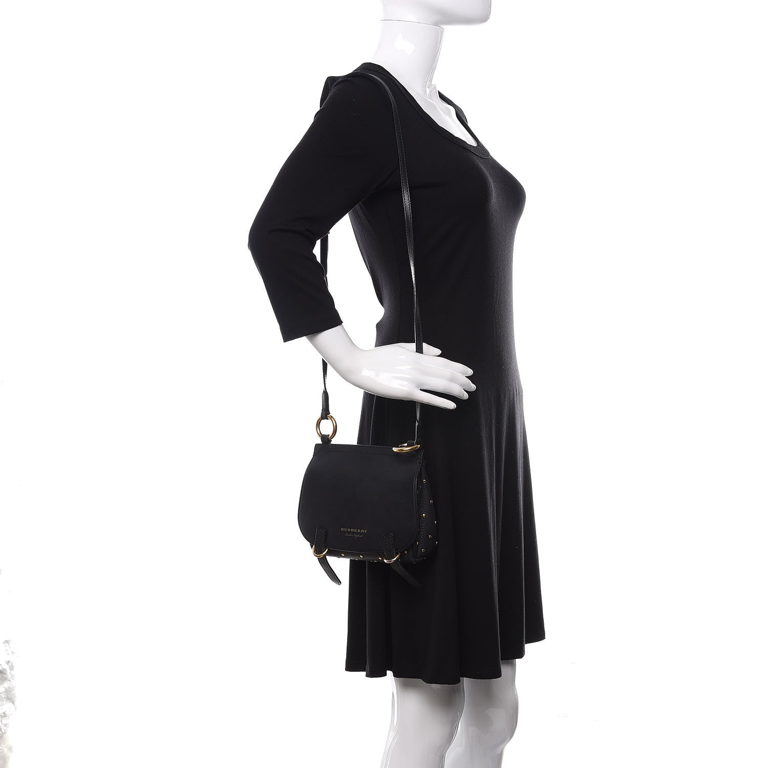 Burberry Soft Grain Calfskin Studded Baby Bridle Saddle Bag Black 2 of 13