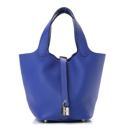 Hermes Taurillon Clemence Picotin Lock 18 PM Bleu Electrique 1 of 9