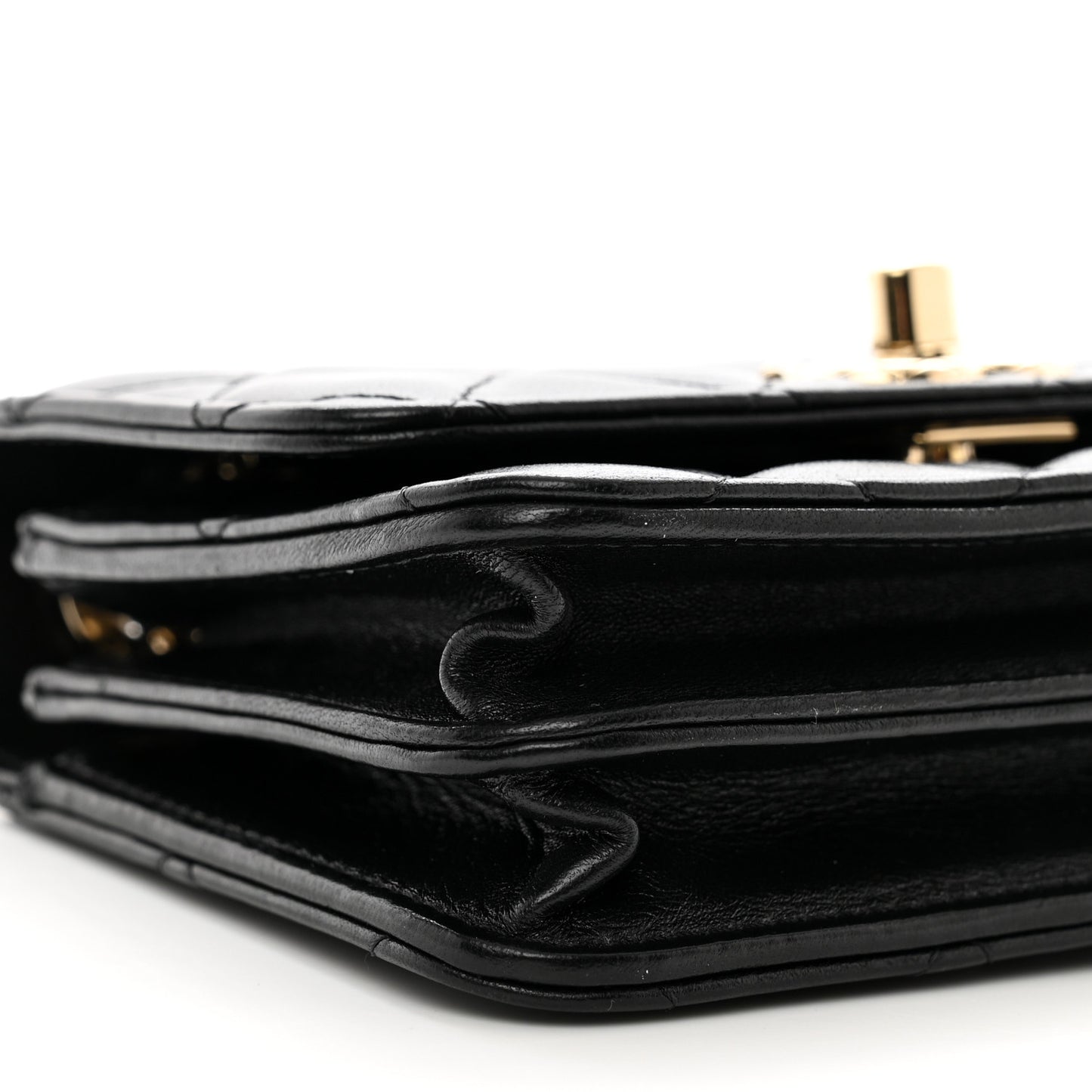 Lambskin Quilted Mini Trendy CC Wallet On Chain WOC Black