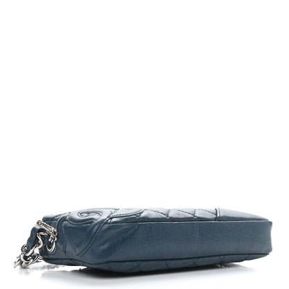 Chanel Aged Calfskin Quilted Cotton Club Pochette Blue 4 of 9
