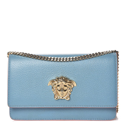 Versace Grained Calfskin Palazzo Chain Evening Bag Blue 1 of 13