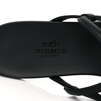 Hermes Rubber Womens Egerie Sandals 39 Black 7 of 8