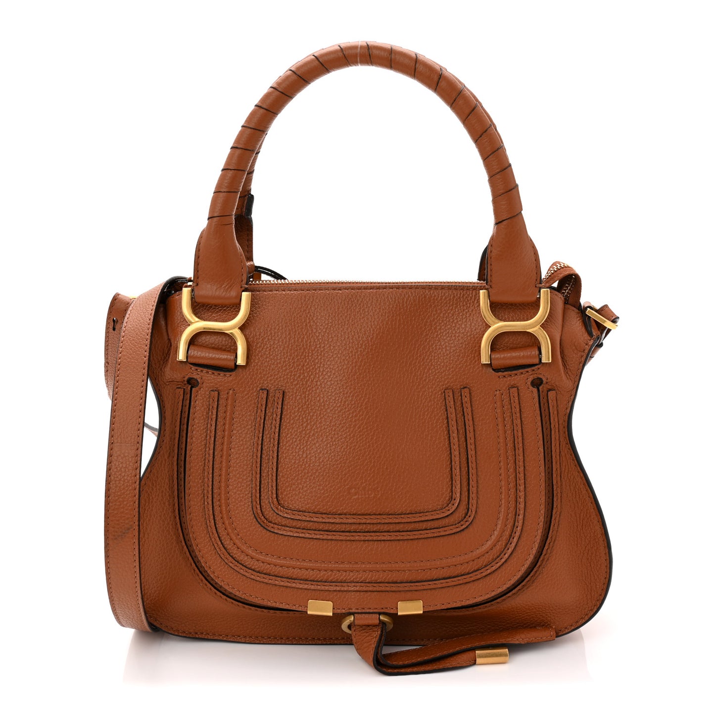 Calfskin Small Marcie Satchel Tan