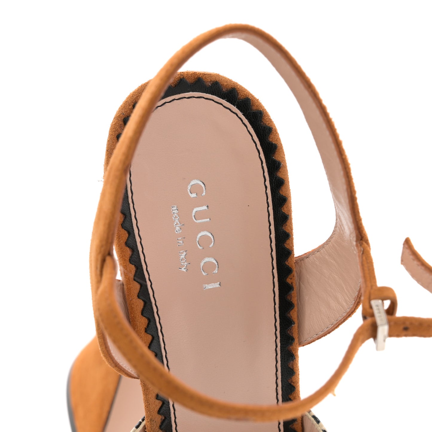 Malaga Kid Suede Snakeskin Interlocking G Studs 155mm Platform Sandals 37 Beige Cognac