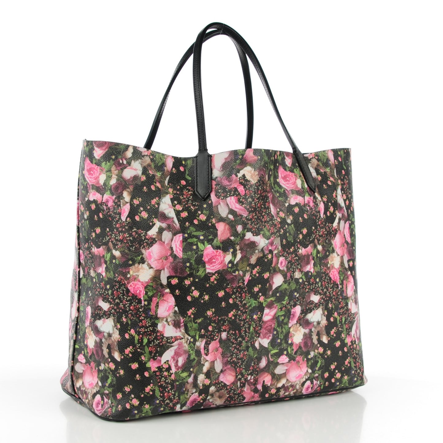 Coated Canvas Roses Camouflage Print Large Antigona Tote Black