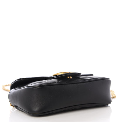 Gucci Calfskin Matelasse Super Mini GG Marmont Shoulder Bag Black 3 of 13
