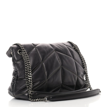 Saint Laurent Lambskin Quilted Small Loulou Puffer Monogram Chain Satchel Black 3 of 14