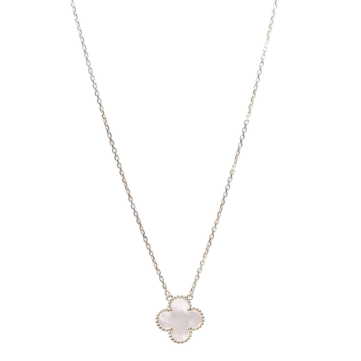 18K Yellow Gold Mother of Pearl Vintage Alhambra Pendant Necklace