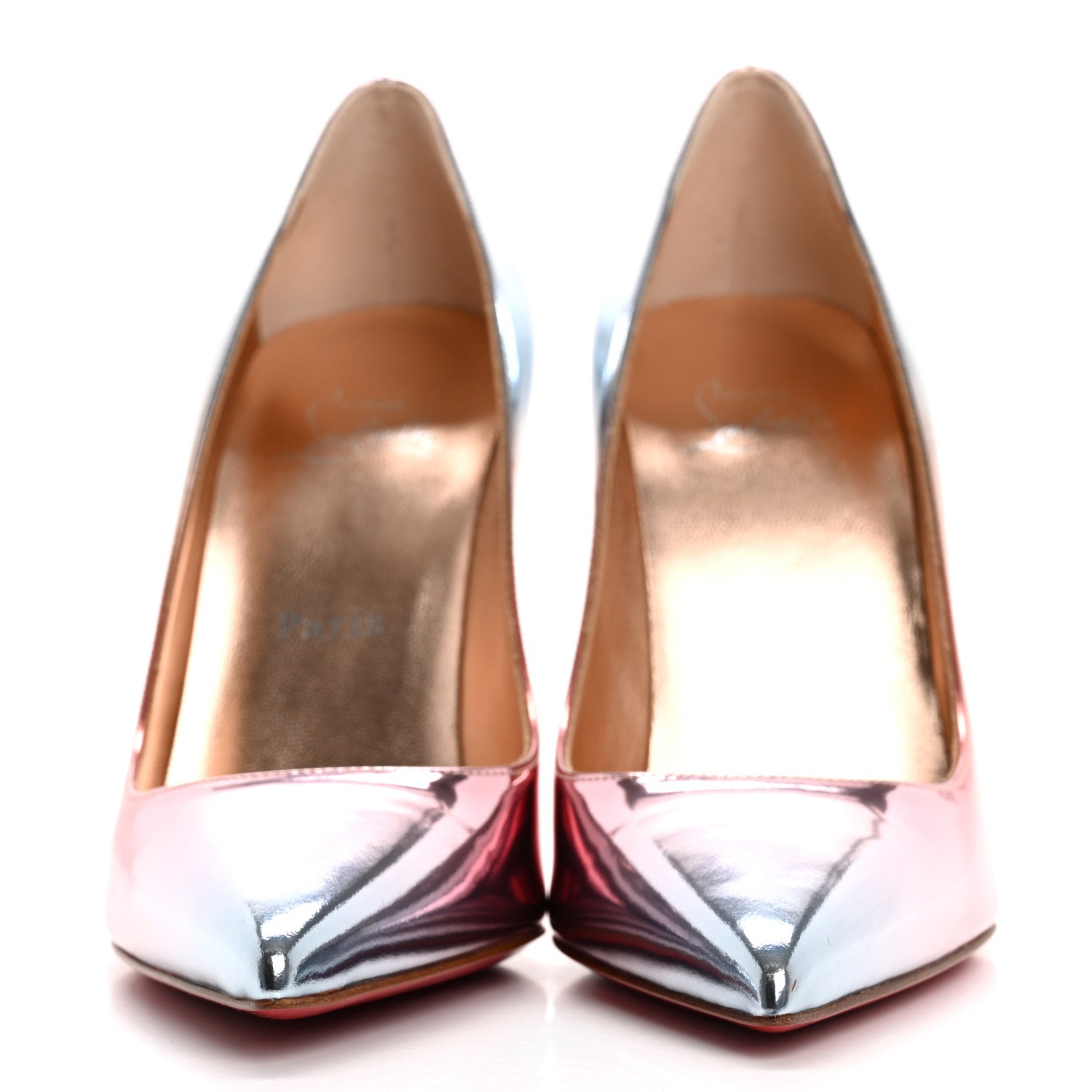 Christian Louboutin Metallic Degrade Specchio Kate 100 Pumps 38.5 Leche 3 of 9