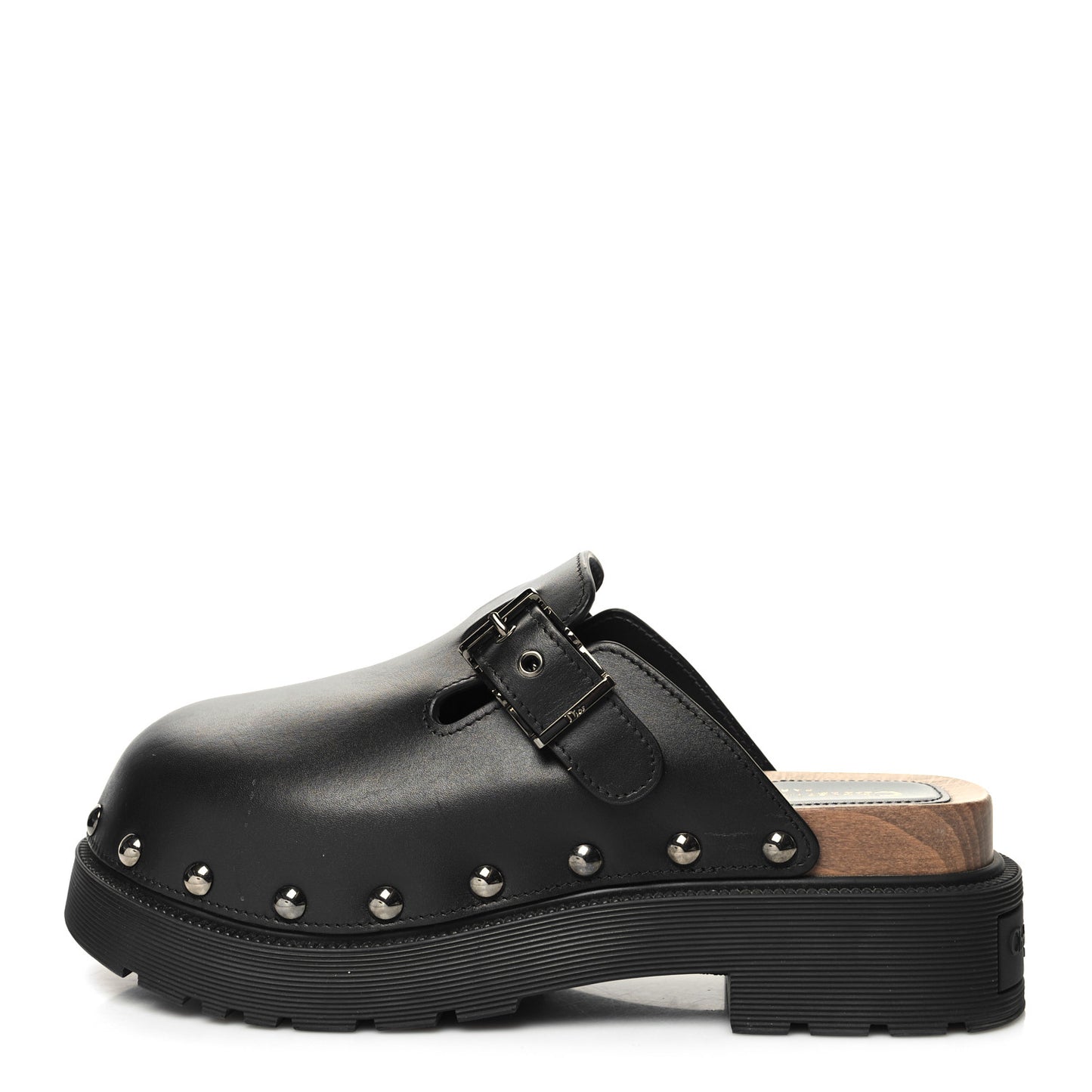 Calfskin Diorquake Buckled Lug Sole 15mm Clogs 39 Black