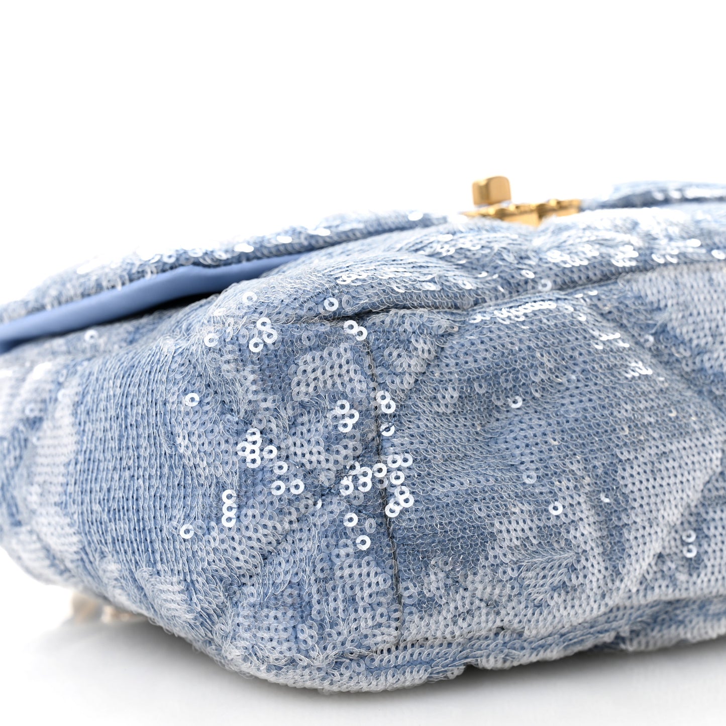Sequin Quilted Medium Chanel 19 Flap Light Blue