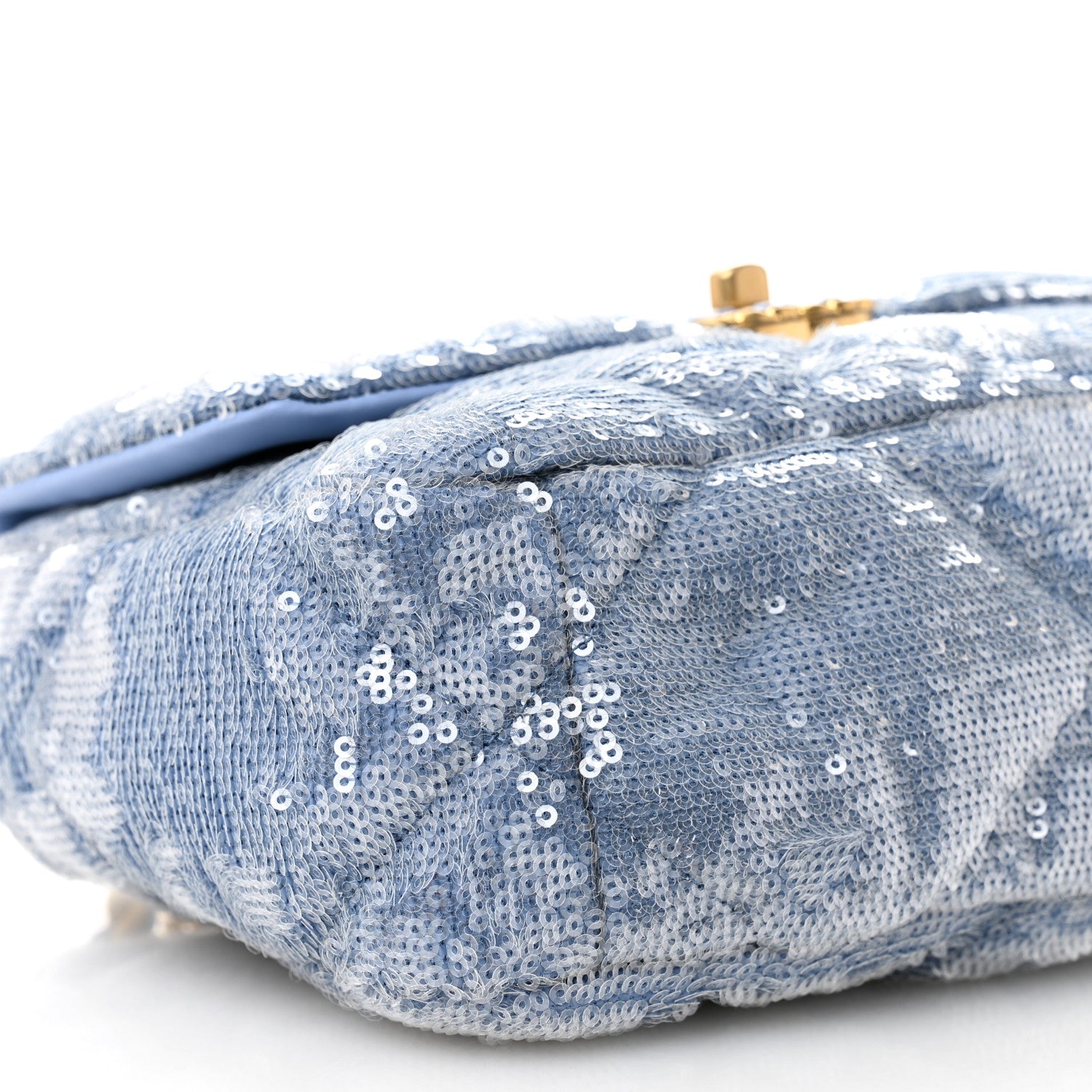 Chanel Sequin Quilted Medium Chanel 19 Flap Light Blue 9 of 10