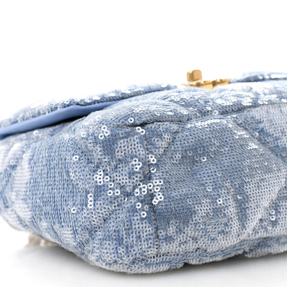 Chanel Sequin Quilted Medium Chanel 19 Flap Light Blue 9 of 10