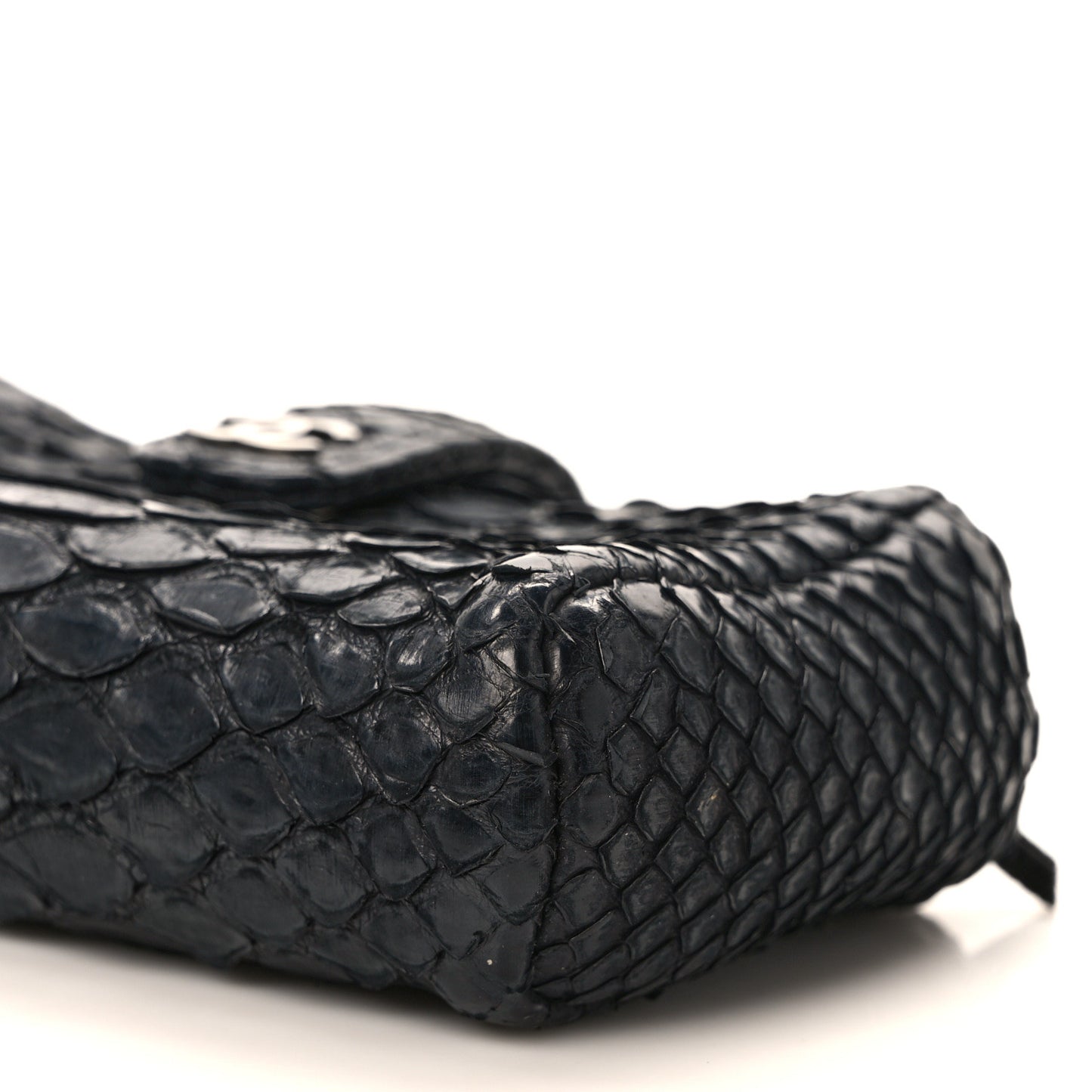 Snakeskin Quilted Mini Phone Holder Clutch Black