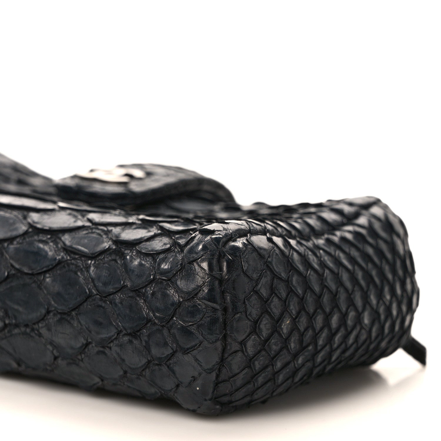Chanel Snakeskin Quilted Mini Phone Holder Clutch Black 8 of 8