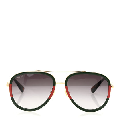 Gucci Acetate Web Aviator Sunglasses GG0062S Green Red 2 of 9