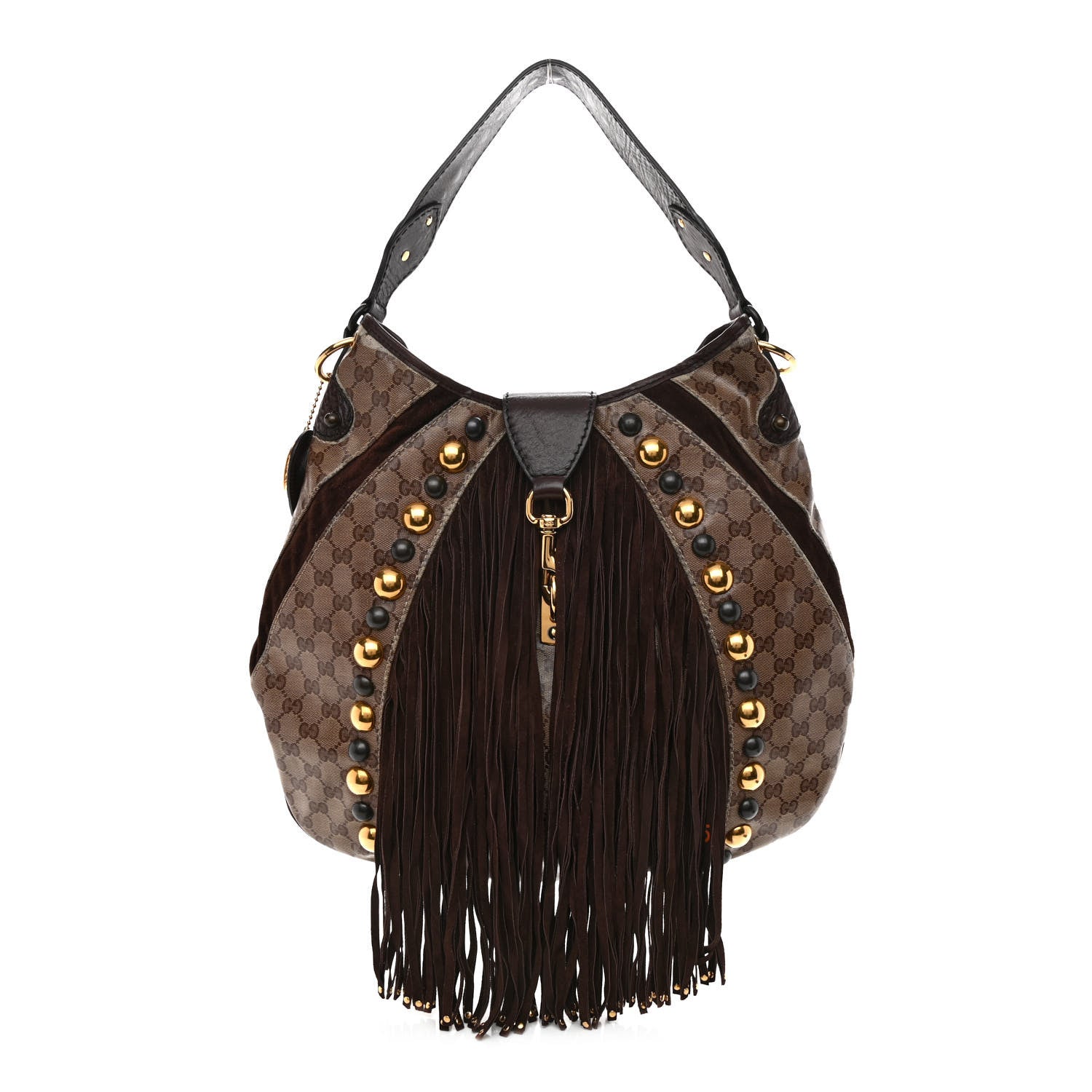Gucci Crystal Monogram Fringe Babouska Hobo 1 of 12