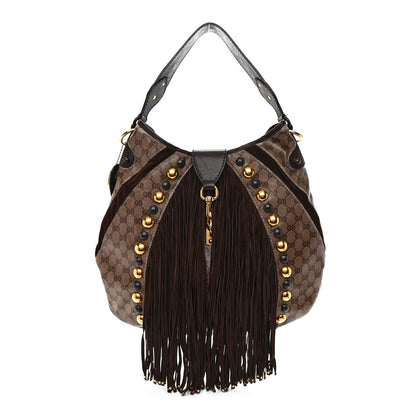 Gucci Crystal Monogram Fringe Babouska Hobo 1 of 12