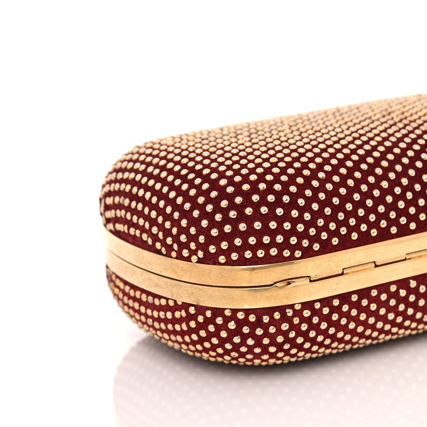 Alexander McQueen Suede Studded Skull Box Clutch Red 10 of 14
