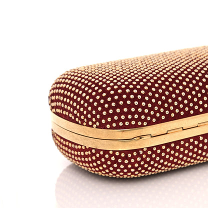 Alexander McQueen Suede Studded Skull Box Clutch Red 10 of 14