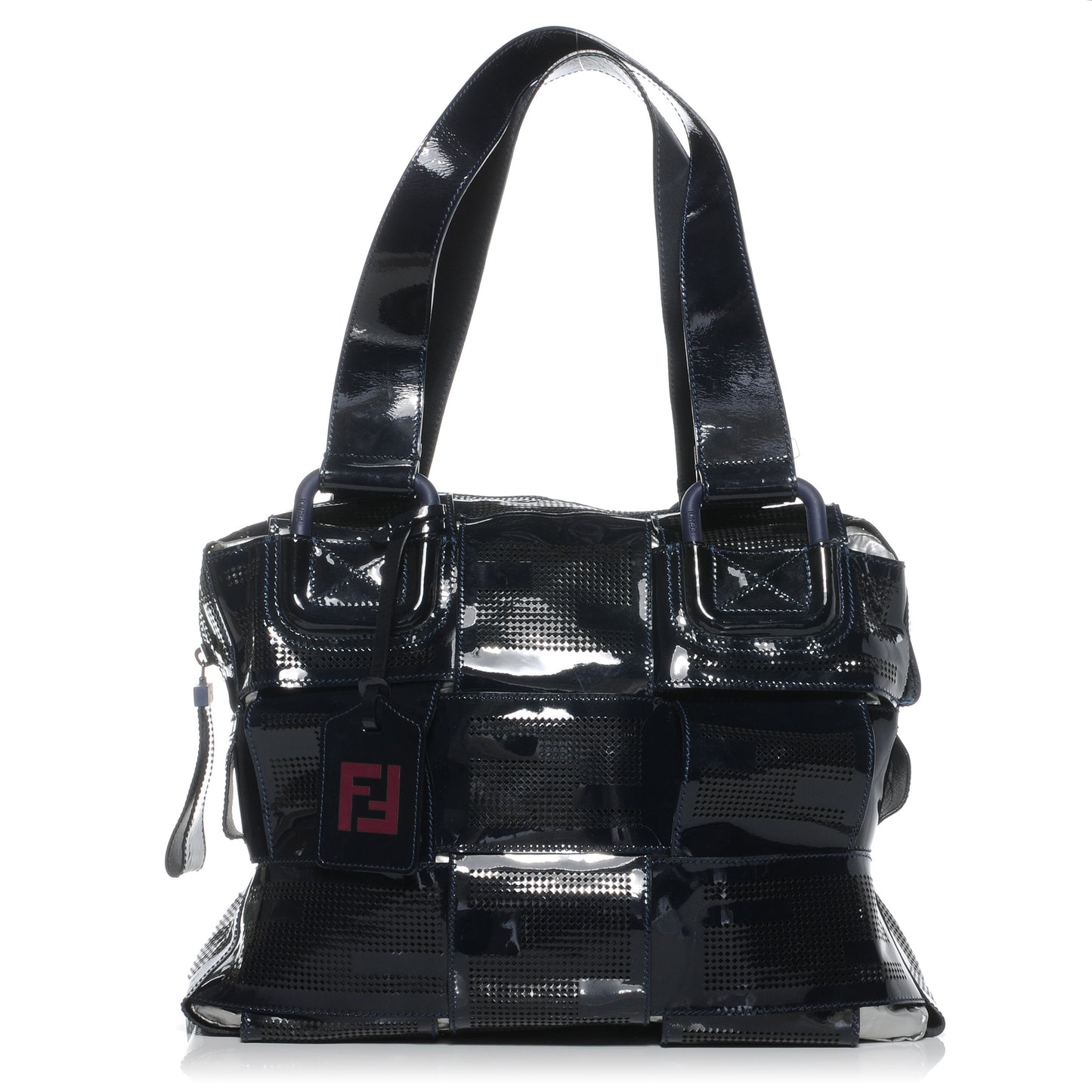 Patent Mesh Crossword Bag Navy