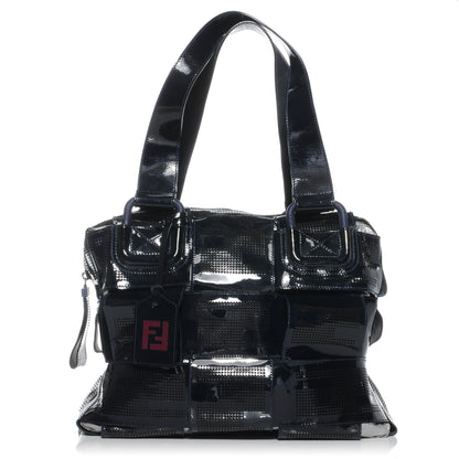 Fendi Patent Mesh Crossword Bag Navy 1 of 8