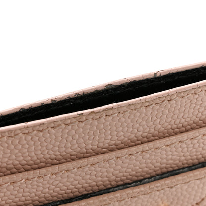 Saint Laurent Grain De Poudre Matelasse Chevron Monogram Credit Card Case Pale Pink 9 of 12