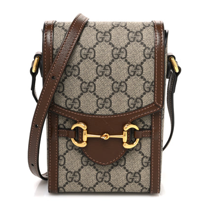 Gucci GG Supreme Monogram Mini Horsebit 1955 Crossbody Bag Beige Brown Sugar 1 of 12