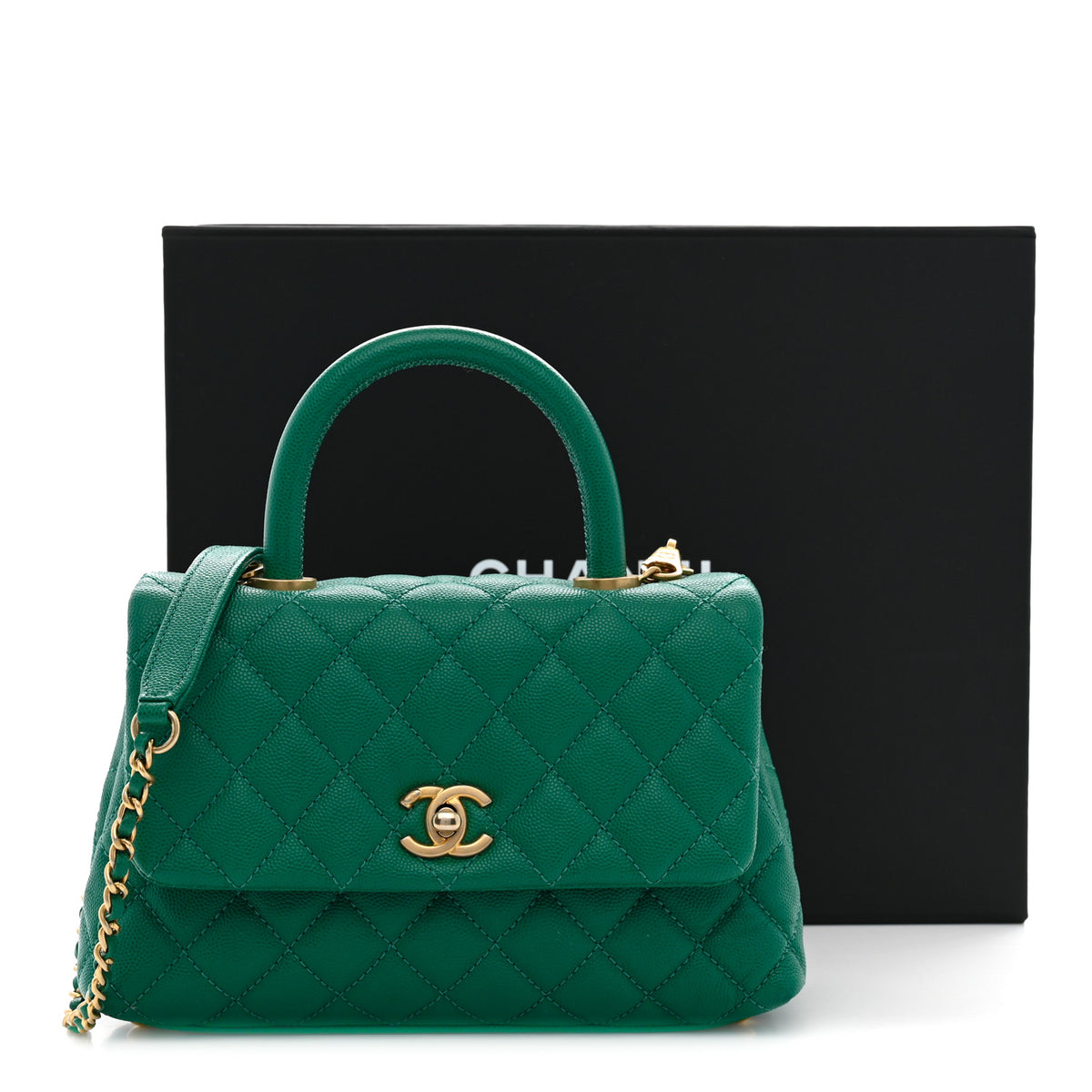 Chanel Caviar Quilted Mini Coco Handle Flap Green 11 of 11