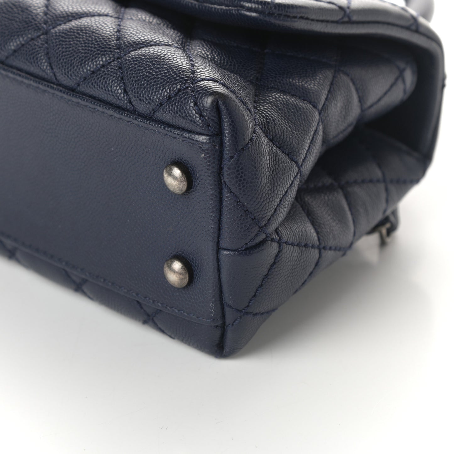 Caviar Quilted Mini Coco Handle Flap Navy Blue
