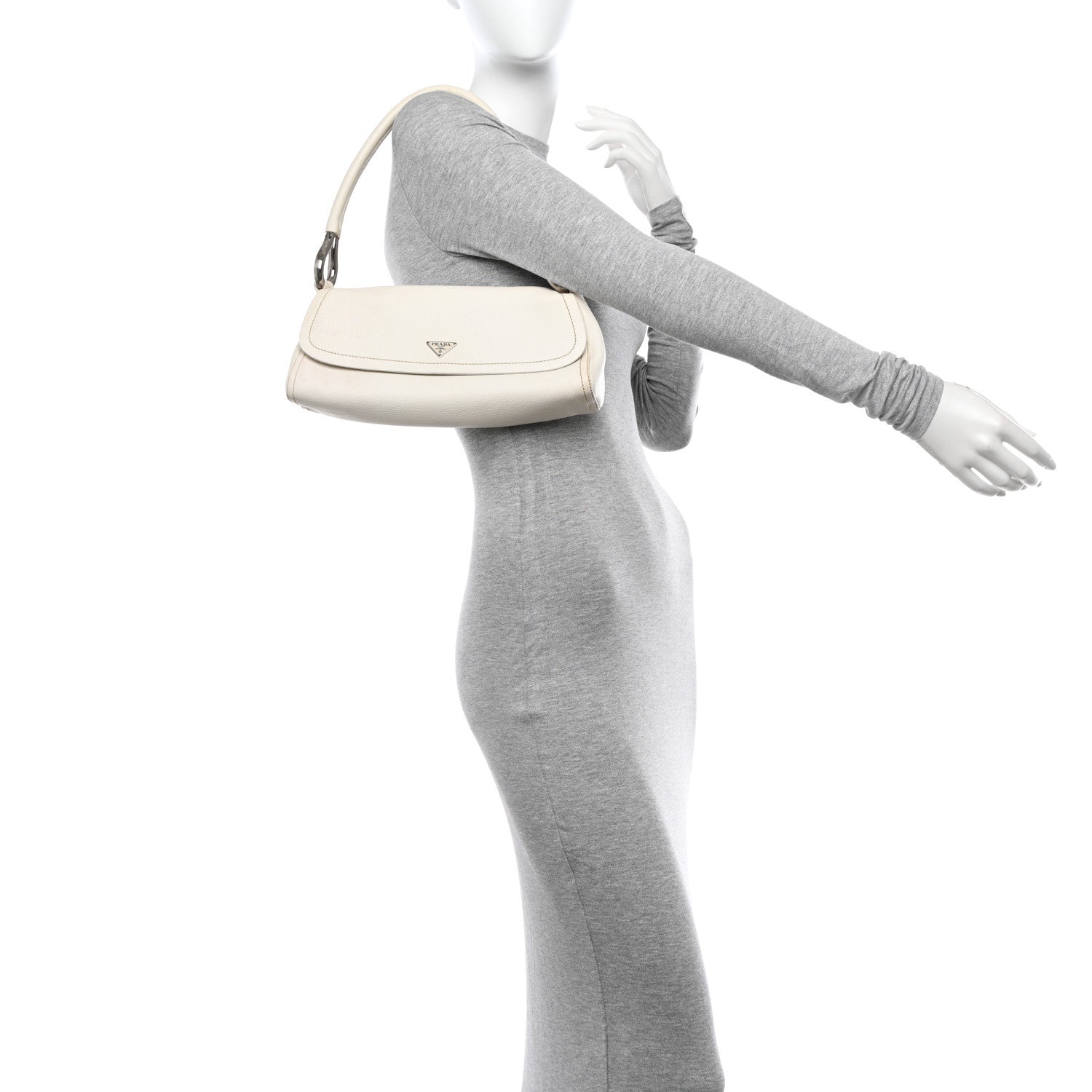 Prada Vitello Daino Swing Flap Shoulder Bag White 2 of 17