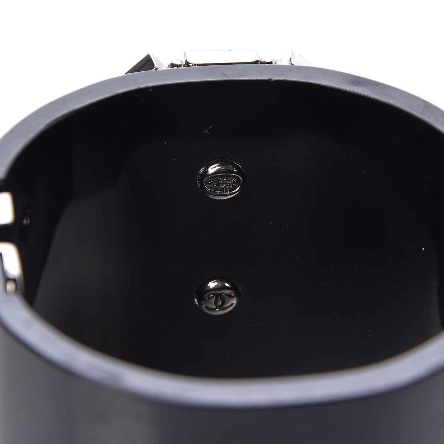 Chanel Resin Enamel CC Cabochon Cuff Black 4 of 4
