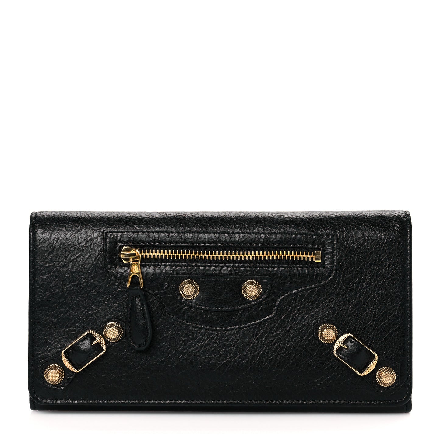 Agneau Giant 12 Gold Hardware Money Wallet Black