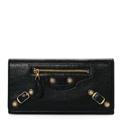 Balenciaga Agneau Giant 12 Gold Hardware Money Wallet Black 1 of 10