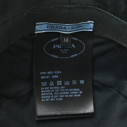 Prada Satin Crystal Metal Triangle Logo Womens Bucket Hat M Metal 7 of 8