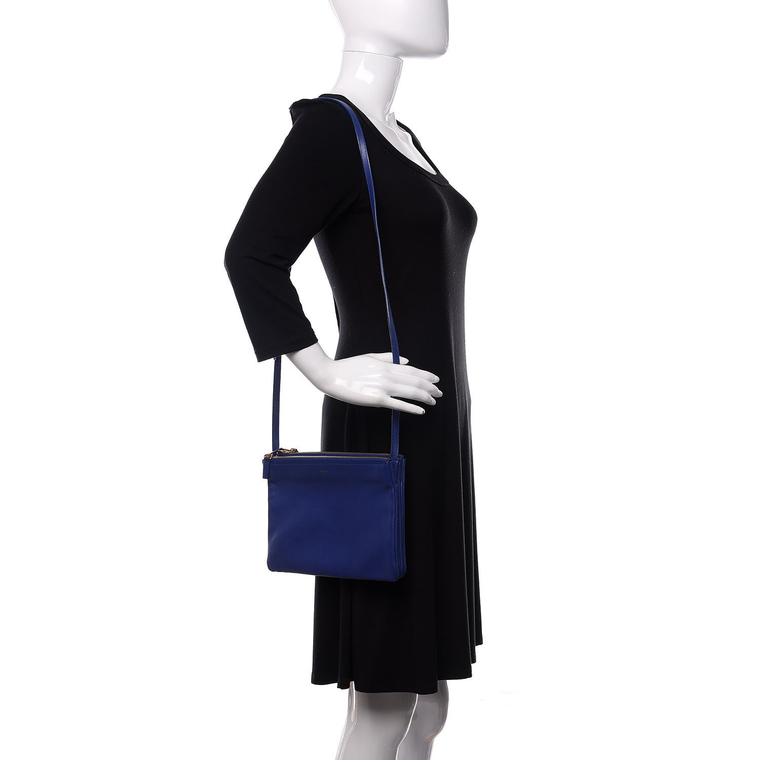 Celine Lambskin Large Trio Crossbody Bag Indigo 1 of 9
