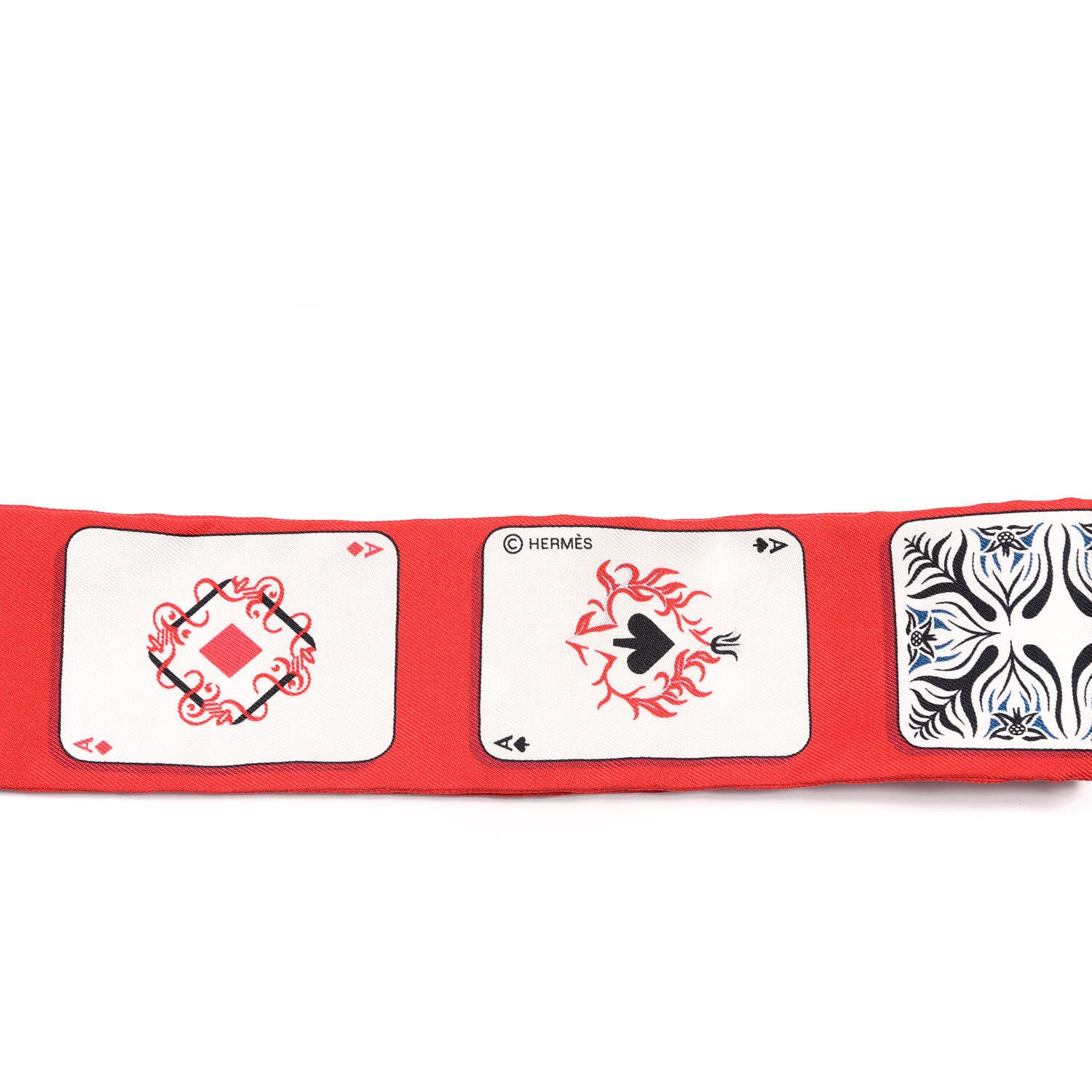 Hermes Silk Jeu de Cartes Twilly Rouge Black Ardoise 4 of 5
