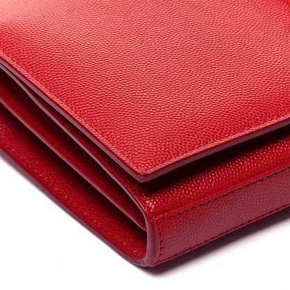 Saint Laurent Grain De Poudre Monogram Chain Wallet Red 6 of 7