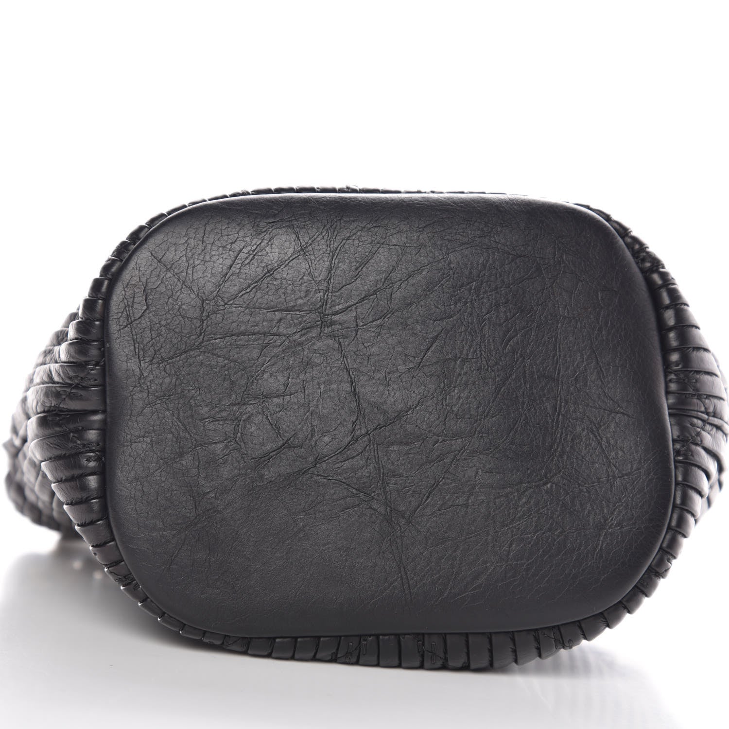 Chanel Iridescent Crumpled Calfskin Coco Pleats Small Drawstring Bag Black 8 of 14