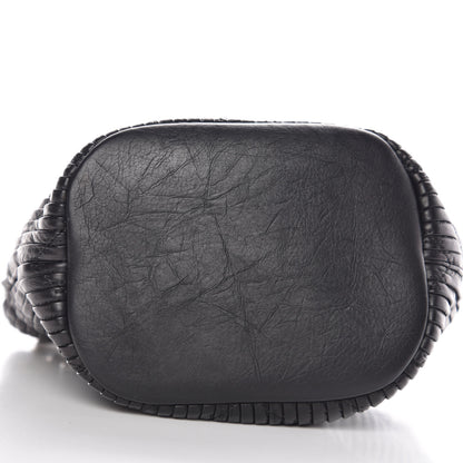 Chanel Iridescent Crumpled Calfskin Coco Pleats Small Drawstring Bag Black 8 of 14