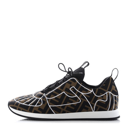 Fendi Stretch Fabric FFreedom Sneakers 39 Tobacco Black White 1 of 10