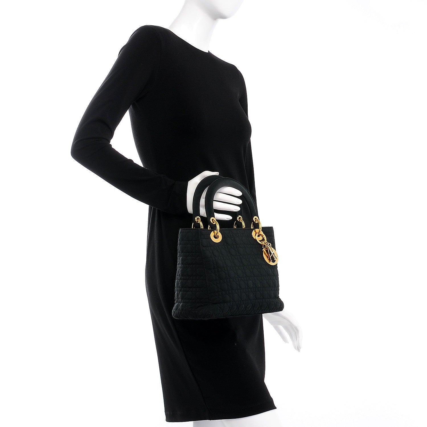 Christian Dior Nylon Cannage Medium Lady Dior Black 2 of 16