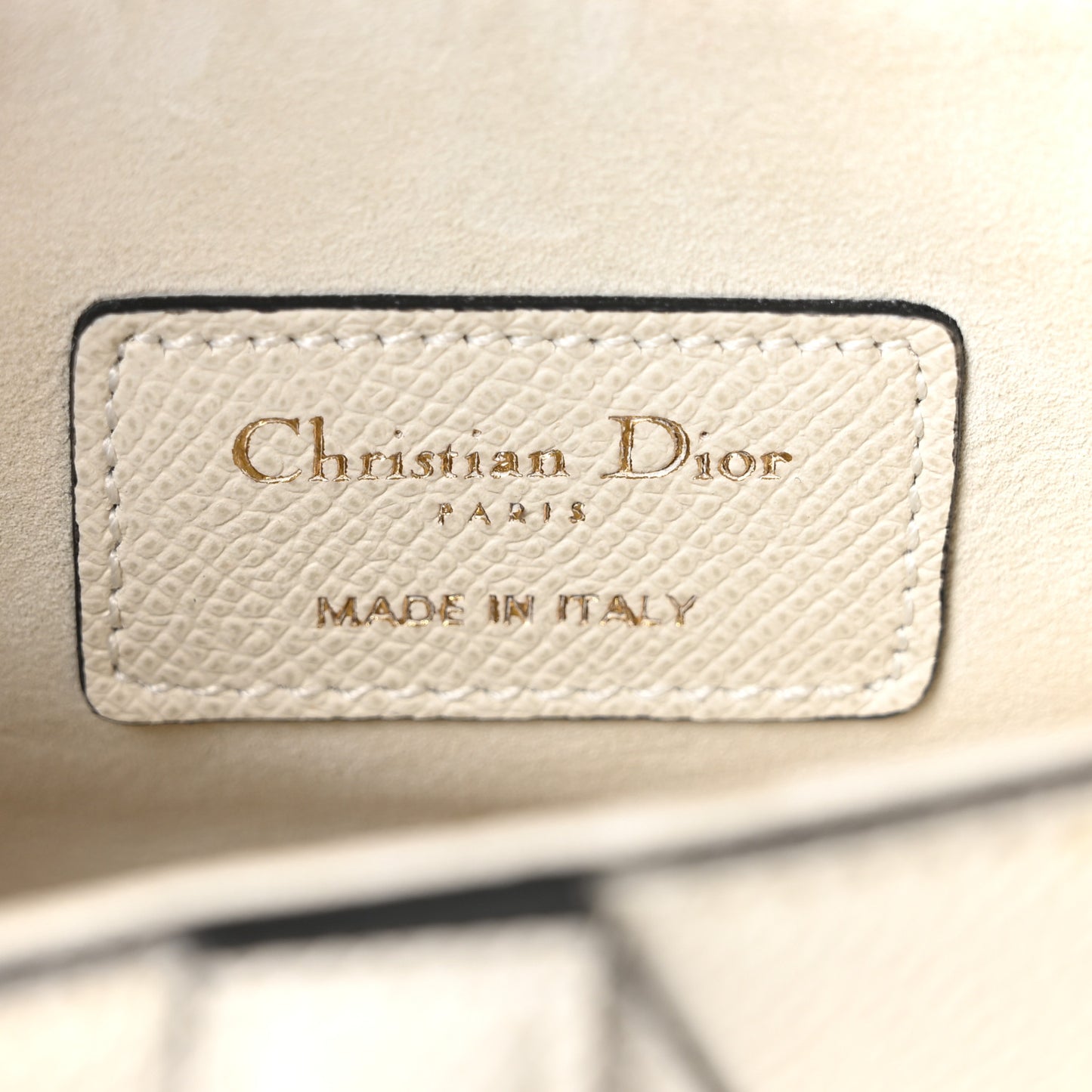 Grained Calfskin Mini Saddle Bag White