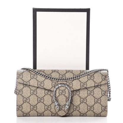 Gucci GG Supreme Monogram Dionysus Chain Clutch Wallet Beige Taupe 7 of 7