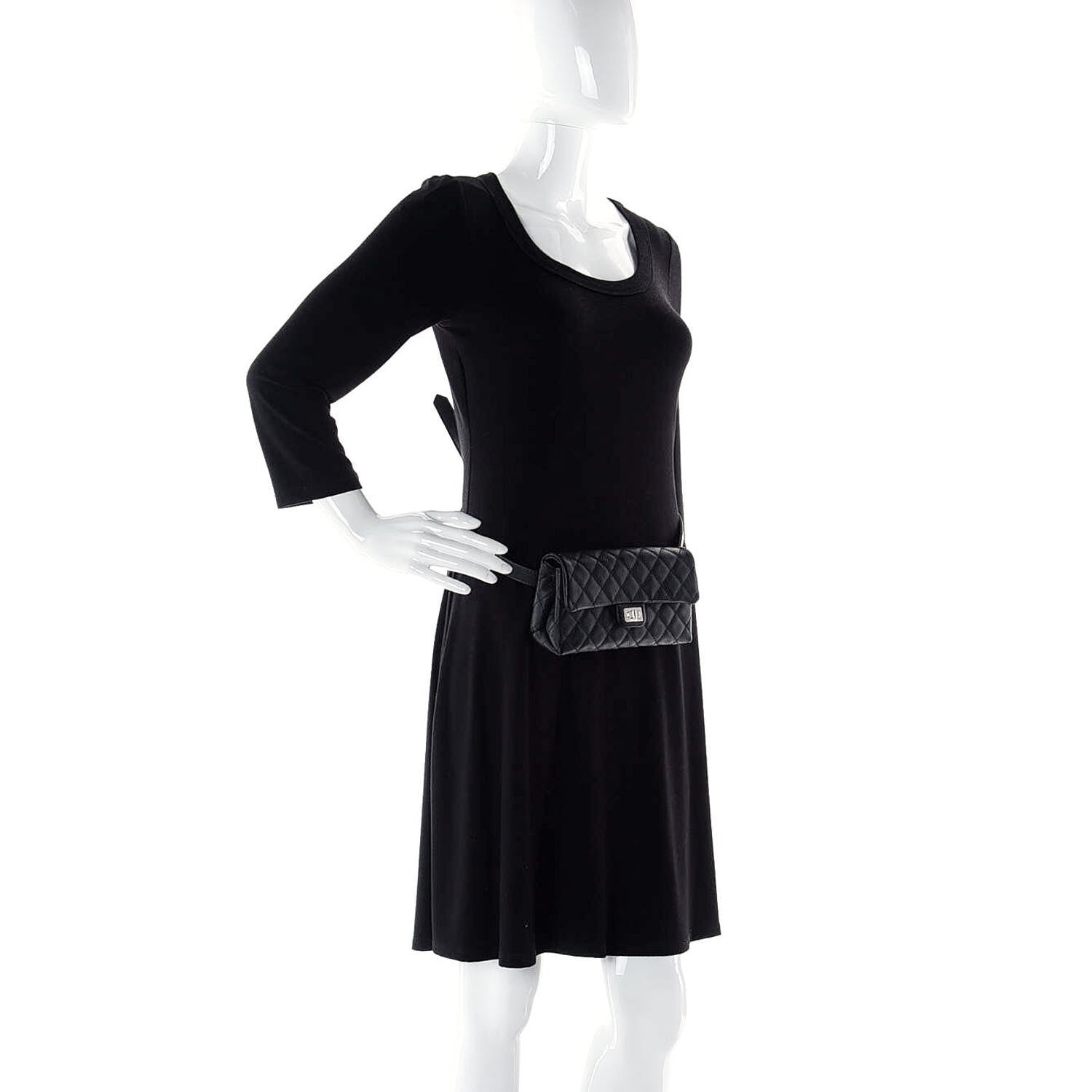 Chanel Grained Calfskin Quilted 2.55 Reissue Flap Belt Bag Clutch Black 2 of 8