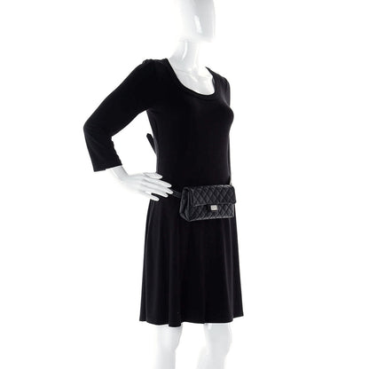 Chanel Grained Calfskin Quilted 2.55 Reissue Flap Belt Bag Clutch Black 2 of 8