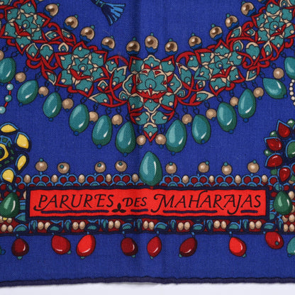 Hermes Cashmere Silk Parures Des Maharajas Shawl 140 Iris Rouge Petrole 3 of 5