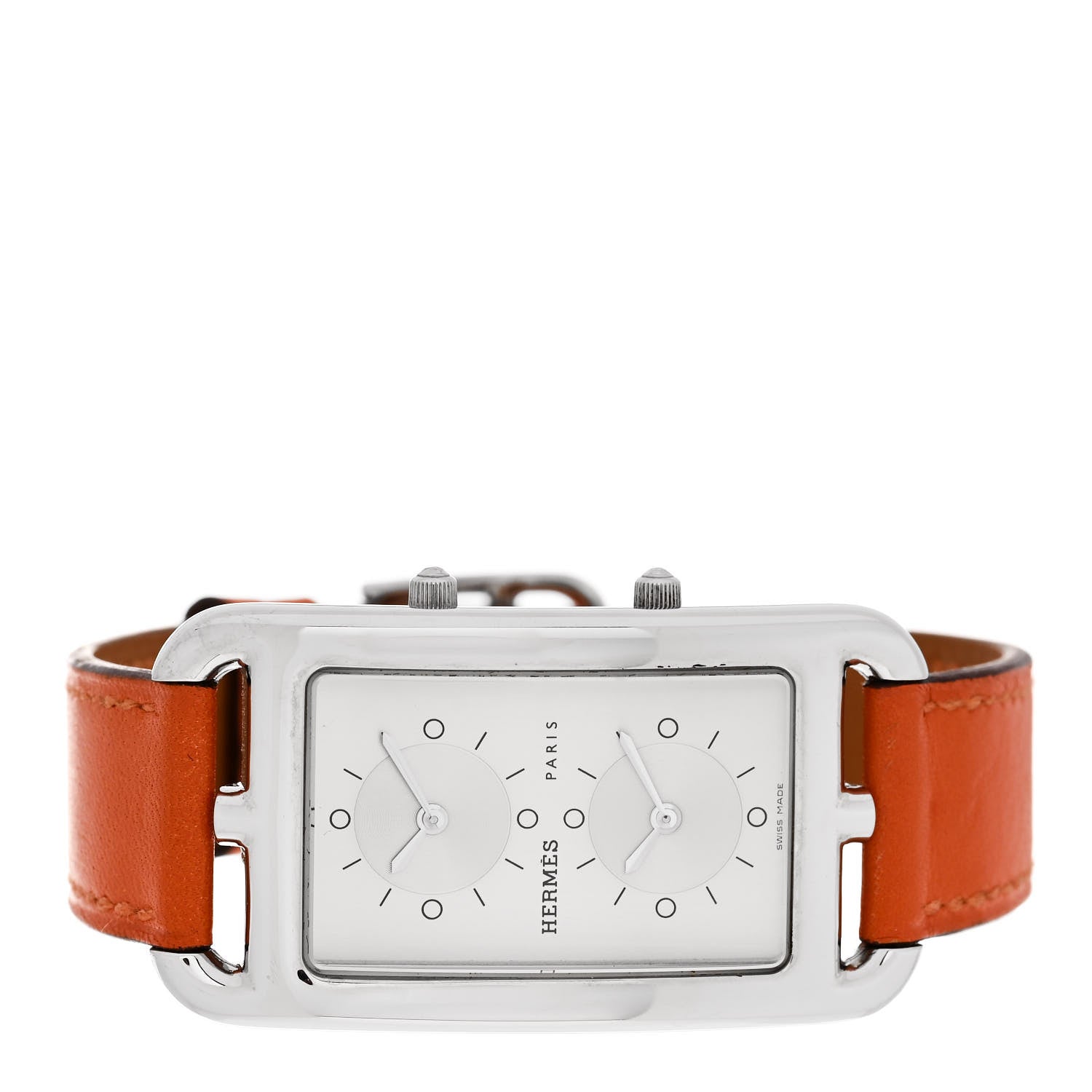 Hermes Stainless Steel Swift 25mm Cape Cod Double Tour Deux Zones Quartz Watch Orange 2 of 4