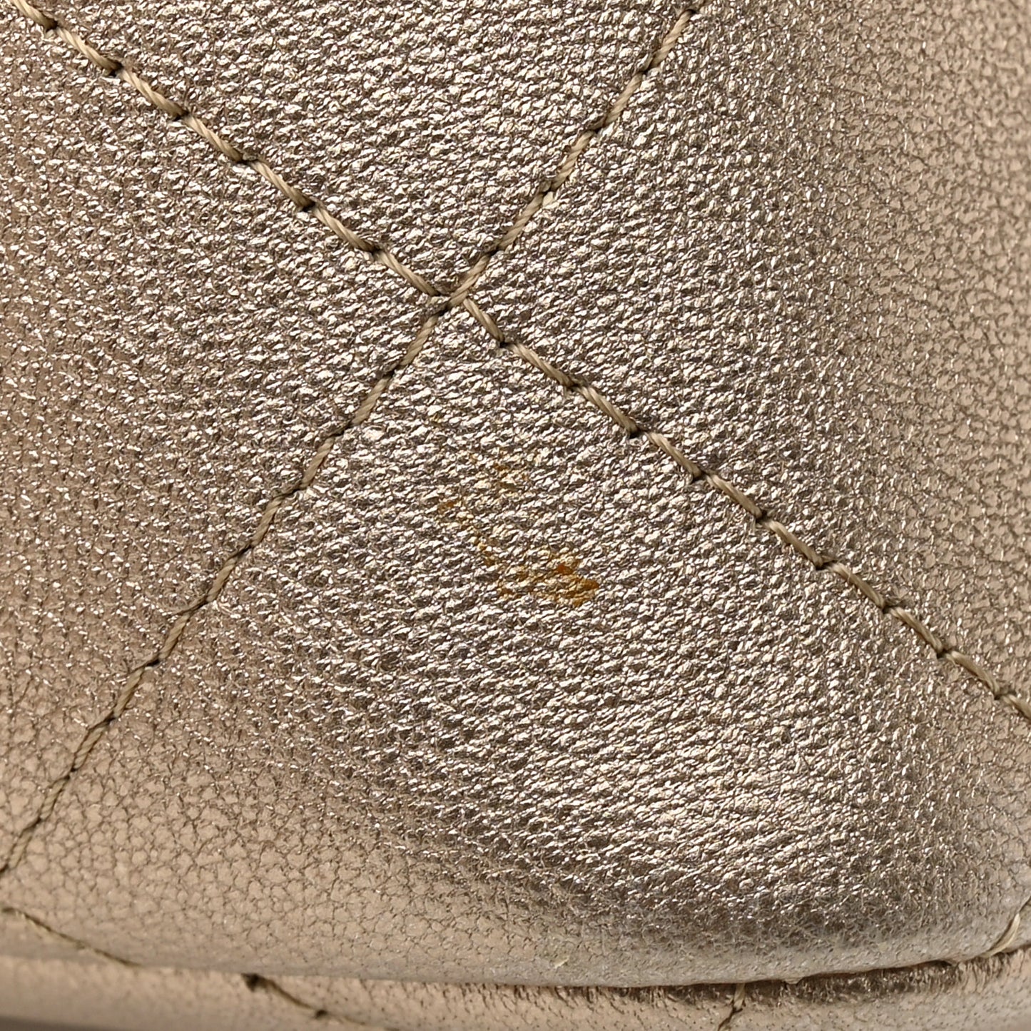 Metallic Lambskin Quilted Jumbo Double Flap Gold